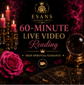 Promotional images for Esans live video and recorded readings with candles and roses.